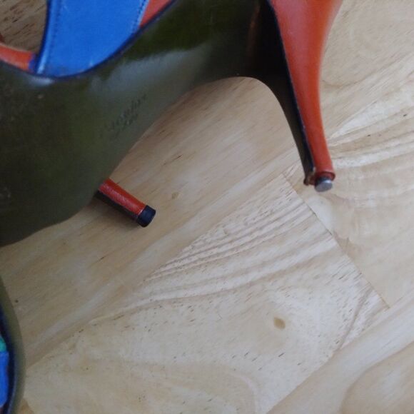 Vintage Paradox By Zalo Leather Color Block Heels Pumps - Picture 8 of 9